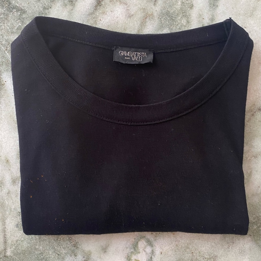 Black crew neck t shirt with Silk sleeves